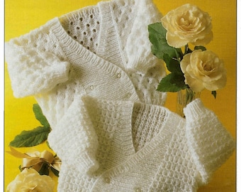 Schattige vestjes met overslag voor baby's en peuters, vintage breipatroon, PDF, digitale download - A852