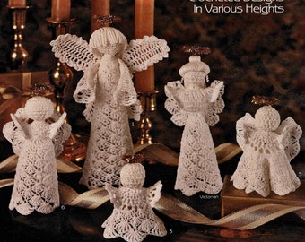 Crochet Lace Christmas Angels, Vintage Crochet Pattern, PDF, Digital Download - D309