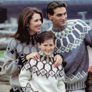 Traditional Nordic Snowflakes and Diamonds Fair Isle Sweater For All the Family, Vintage Knitting Pattern, PDF, Digital Download - B833