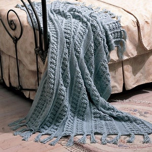 Gorgeous Lacey Leaf Panel Aran Afghan, Vintage Knitting Pattern, PDF, Digital Download - A107