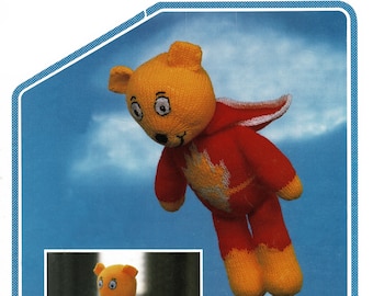 Super Cute Super Ted Soft Toy, Vintage Knitting Pattern, PDF, Digital Download - B482