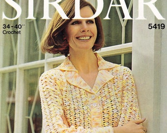 Ladies Pretty Crochet Blazer, Patrón de crochet vintage, PDF, Descarga digital - D241