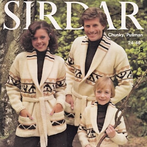 Classic Starsky & Hutch Style Fair Isle Belted Jacket for the Family, Vintage Knitting Pattern,  PDF, Digital Download - D198