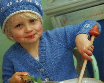 Kinder-, peuter- en babyvestjes met Fair Isle-patroon, bijpassende baret en sjaal, vintage breipatroon, PDF, digitale download - B565