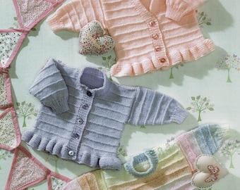 Cardigan e maglione "Easy Knit" per neonati e bambini piccoli *Include taglie prem*, modello di lavorazione a maglia vintage, PDF, download digitale - B366