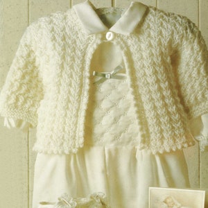 Babies Lovely Dolman Sleeved Matinee Coat with Picot Edging, Vintage Knitting Pattern, PDF, Digital Download - B772