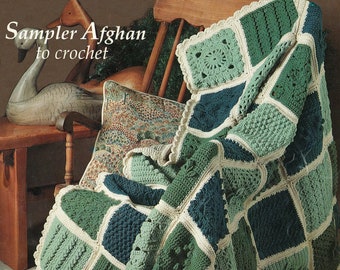 Beautiful Heirloom Afghan Made From 42 Assorted Crochet Squares, Vintage Crochet Pattern, PDF, Digital Download - A281