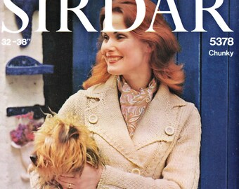 Ladies Fitted Blazer Coat / Jacket with Cable Panels and Large Lapels, Vintage Knitting Pattern, PDF, Digital Download - D238