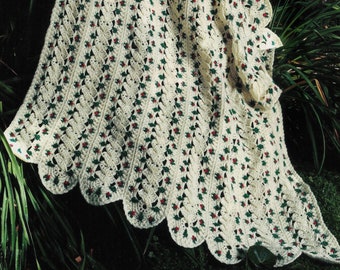 Pretty Winding Rosebuds Crochet Afghan, Vintage Crochet Pattern, PDF, Digital Download - C456