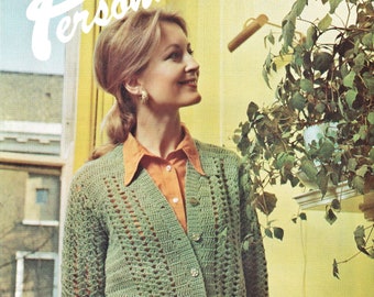 Damen-reizende häkeln Cardigan mit V-Ausschnitt, Vintage Häkelanleitung, PDF, Digital Download - D278