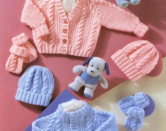 Baby's en peuters vesten met ronde of V-hals, muts en wanten * inclusief premium maten *, vintage breipatroon, PDF, digitale download - A881