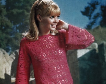 Hermoso vestido de verano de crochet para damas, patrón de crochet vintage, PDF, descarga digital - B629