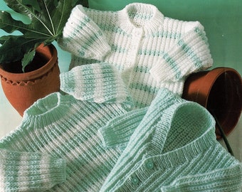Babies and Toddlers Classic Fishermans Rib Cardigans and Sweater, Vintage Knitting Pattern, PDF, Digital Download - A492