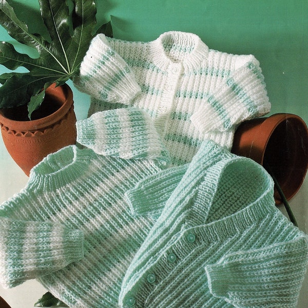 Babies and Toddlers Classic Fishermans Rib Cardigans and Sweater, Vintage Knitting Pattern, PDF, Digital Download - A492