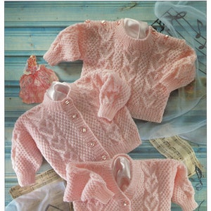 Babies and Toddler Girls Gorgeous Patterned Sweater and Round or V-Neck Cardigan, Vintage Knitting Pattern, PDF,  Digital Download - A291
