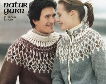 Ladies and Mens Traditional Nordic Fair Isle Jacket and Sweater, Vintage Knitting Pattern, PDF, Digital Download - B548