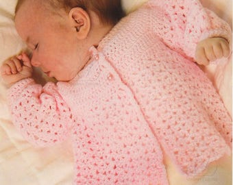 Babies Pretty Crochet Matinee Coat, Vintage Crochet Pattern, PDF, Digital Download - D125