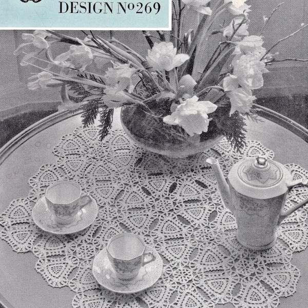 Beautiful Crochet Table Mat and Duchess Set, Vintage Crochet Pattern, PDF, Digital Download - A990