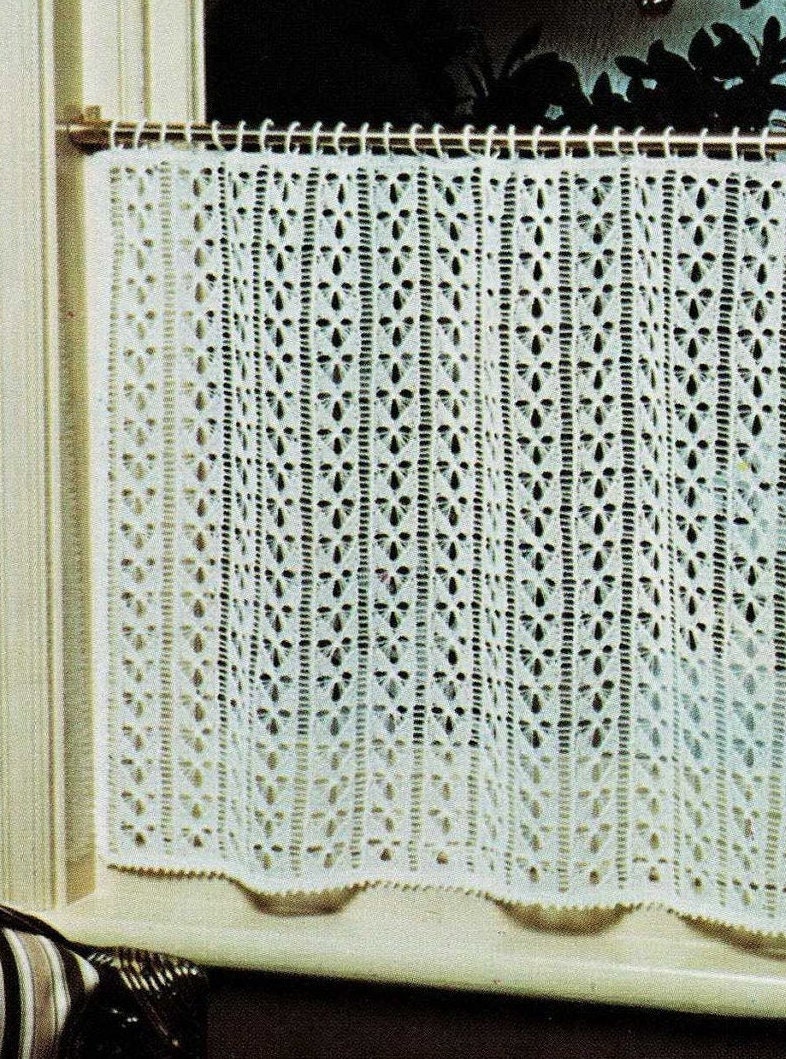 Pretty Knitted Vintage Style Lace Curtain Vintage Knitting | Etsy