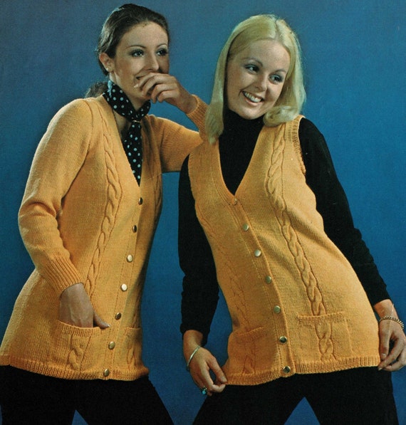 Ladies Long Line Cardigan and Waistcoat 