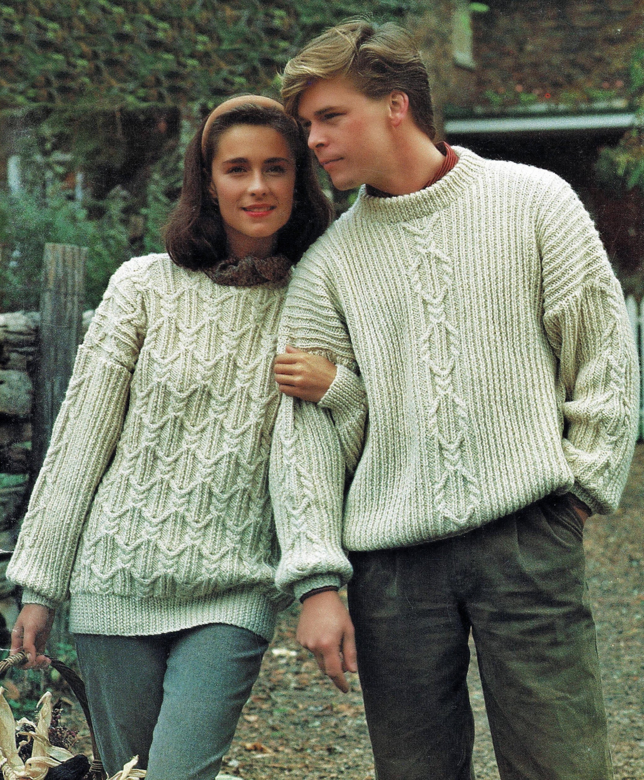 Ladies and Mens Fabulous Rib and Cable Aran Sweaters