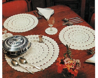 Pretty Crochet Place Mat, Coaster, Doiley or Table Center, Vintage Crochet Pattern, PDF, Digital Download - B387