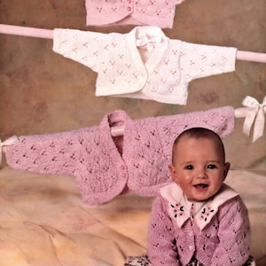 Baby and Toddler Girls Pretty Eyelet Patterned Bolero Style Cardigan, Vintage Knitting Pattern, PDF, Digital Download - A619