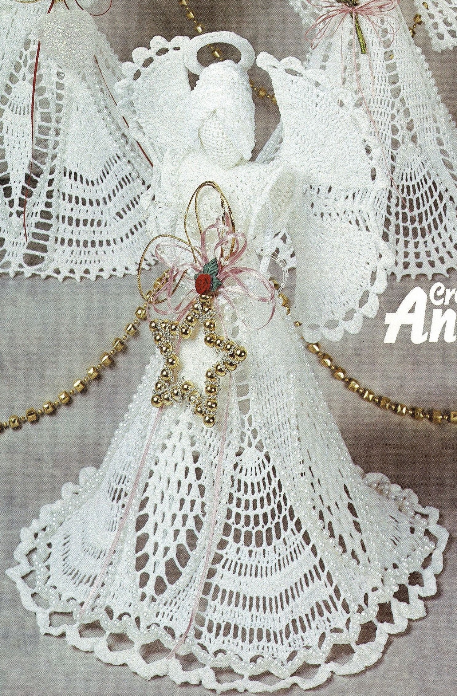 Crochet Lace Christmas Angels, Vintage Crochet Pattern, PDF