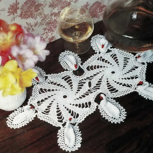 Pretty Crochet 3D Swan Doily, Vintage Crochet Pattern, PDF, Digital Download - B541