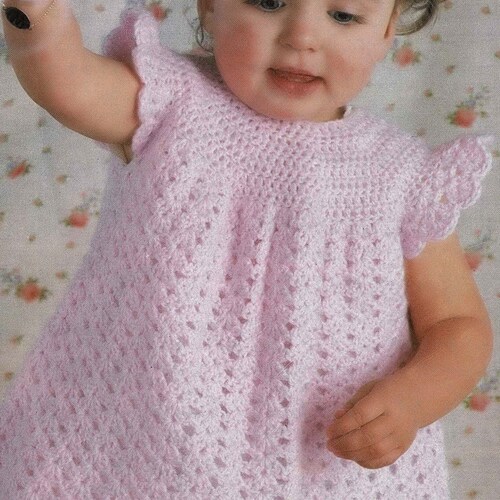 Vintage Baby Girls Crochet Dress 1970s Size 18ins-24ins Yarn - Etsy