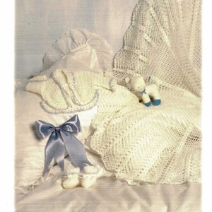 Babies Beautiful Fine Crochet Shawl with Matinee Jacket and Matching Bootees, Vintage Crochet Pattern, PDF, Digital Download - B735