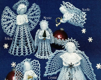 Crochet Lace Christmas Angels, Vintage Crochet Pattern, PDF, Digital Download - B374