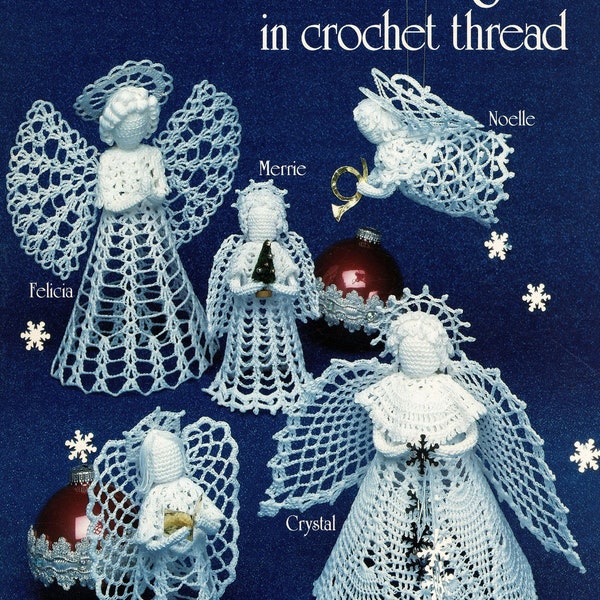 Crochet Lace Christmas Angels, Vintage Crochet Pattern, PDF, Digital Download - B374