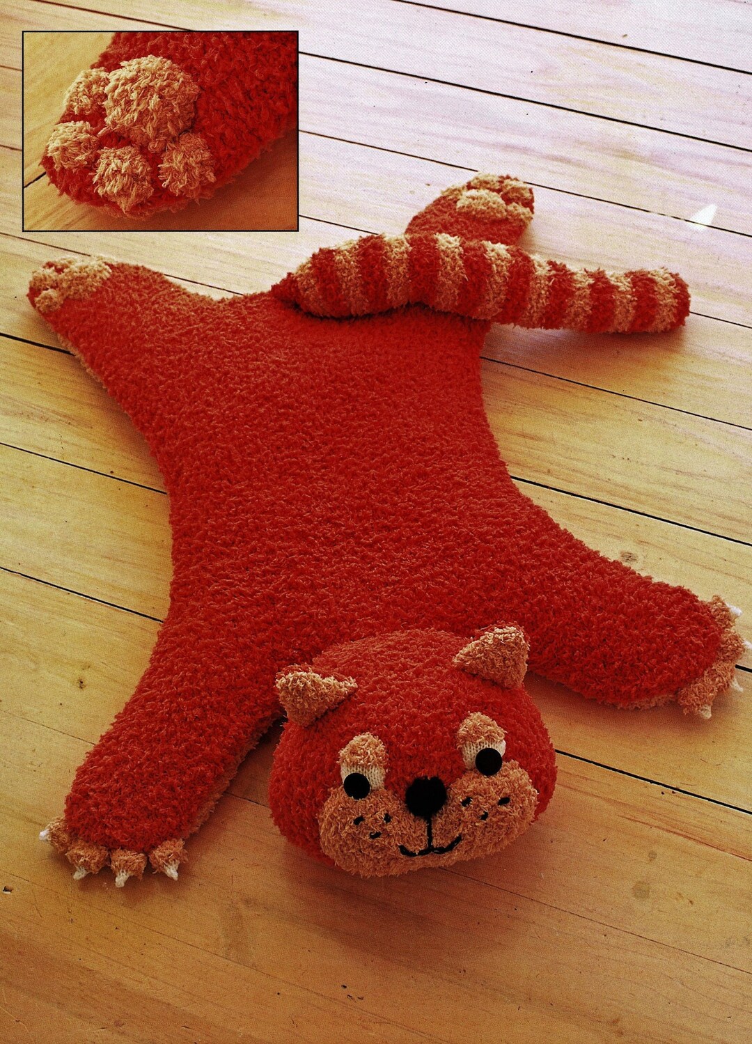 Lovely Big Cat Childrens Knitted Rug, Vintage Knitting Pattern, PDF ...