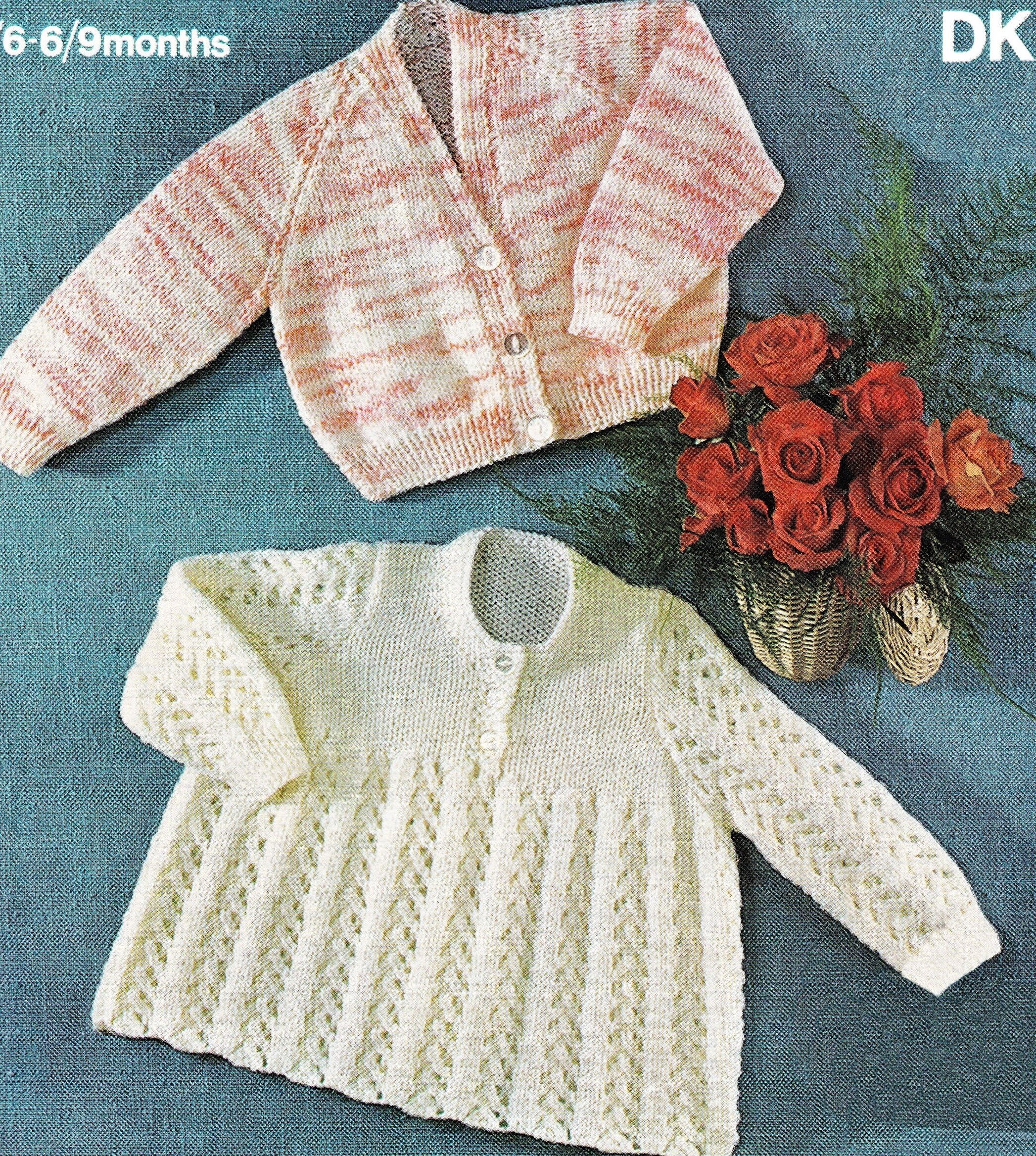 Babies Raglan Cardigan and Lace Patterned Angel Top, Vintage Babies Raglan Cardigan and Lace Patterned Angel Top, Vintage