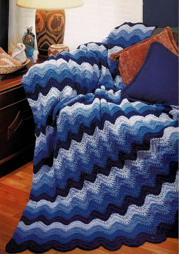 Gorgeous Twilight Wave Crochet Afghan, Vintage Crochet Pattern