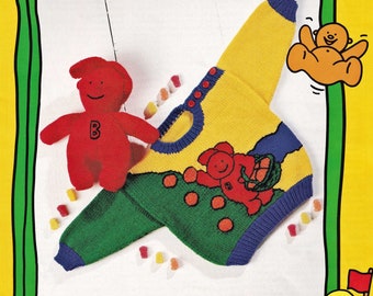 Bebés y niños pequeños lindo suéter de bebé de gelatina con juguete suave a juego, patrón de punto vintage, PDF, descarga digital - D149