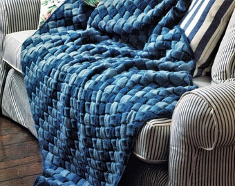 Gorgeous Shaded Entrelac Afghan, Vintage Knitting Pattern, PDF, Digital Download - C615