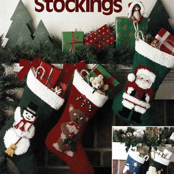 Fantastic Knitted Christmas Stocking, Vintage Knitting Pattern, PDF, Digital Download - C841