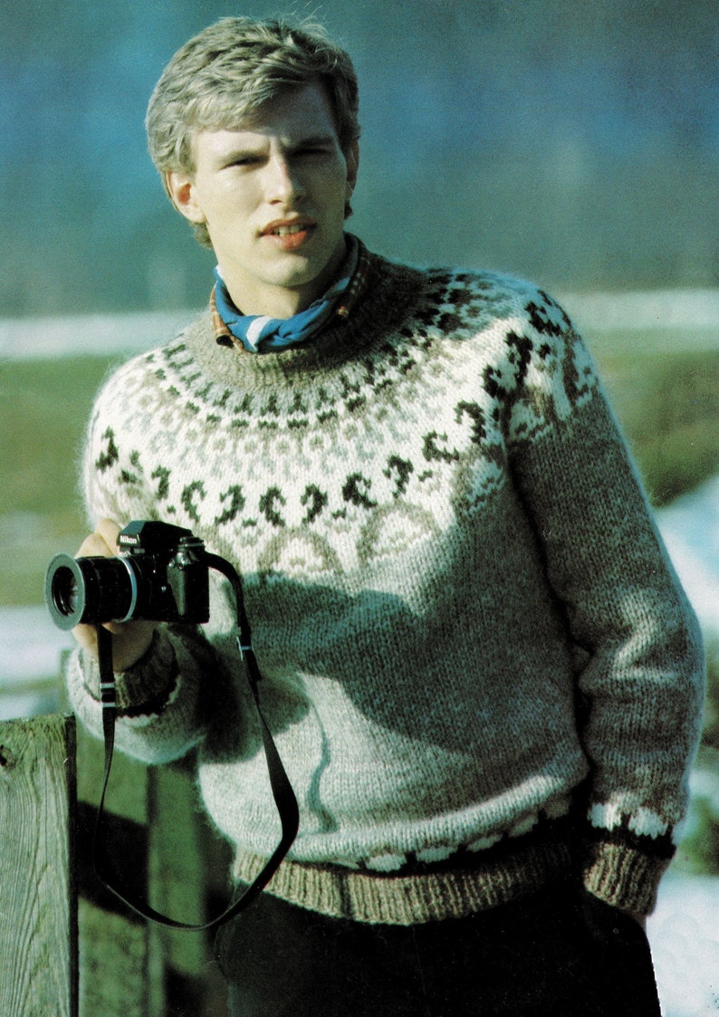 PDF Digital Download Mens and Ladies Traditional Nordic Fair Isle Sweater B109 Vintage Knitting Pattern