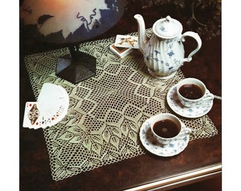 Gorgeous Knitted Lace Table Mat with Leaf Design, Vintage Knitting Pattern, PDF, Digital Download - B728
