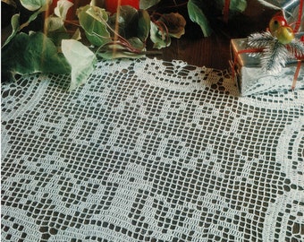 Lovely "Happy Holiday" Pattern Filet Crochet Table Mat, Vintage Crochet Pattern, PDF, Digital Download - C920