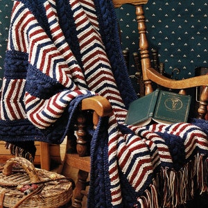 Bold Rustic Panels Aran Afghan, Vintage Knitting Pattern, PDF, Digital Download - A217