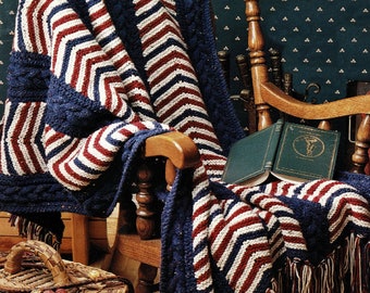 PDF Vintage Aran Knitting Pattern – Vintage, Retro, Aran Blanket, Throw ...