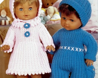 Dolls and Premature Babies Ribbed Pattern Outdoor Outfits, Vintage Knitting Pattern, PDF, Digital Download - A780