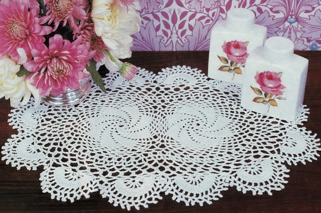 Beautiful Crochet Oval Table Mat, Vintage Crochet Pattern, PDF, Digital ...