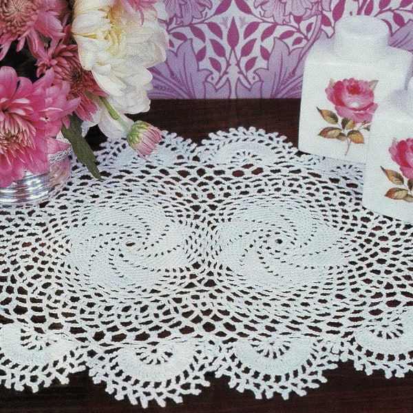 Beautiful Crochet Oval Table Mat, Vintage Crochet Pattern, PDF, Digital Download - B646