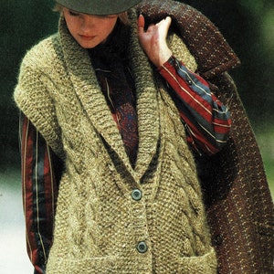 Ladies Fabulous Cable and Moss Stitch Waistcoat, Vintage Knitting Pattern, PDF, Digital Download A585 image 2