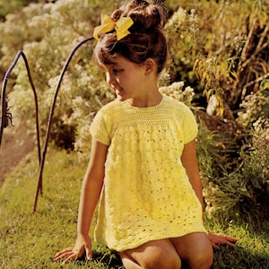 Toddlers and Little Girls Pretty Crochet Short Sleeve Dress, Vintage Crochet Pattern, PDF, Digital Download - A974