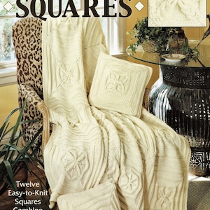 Fabulous Heirloom Sculptured Squares Aran Afghan and Cushion, Vintage Knitting Pattern, PDF, Digital Download - A876